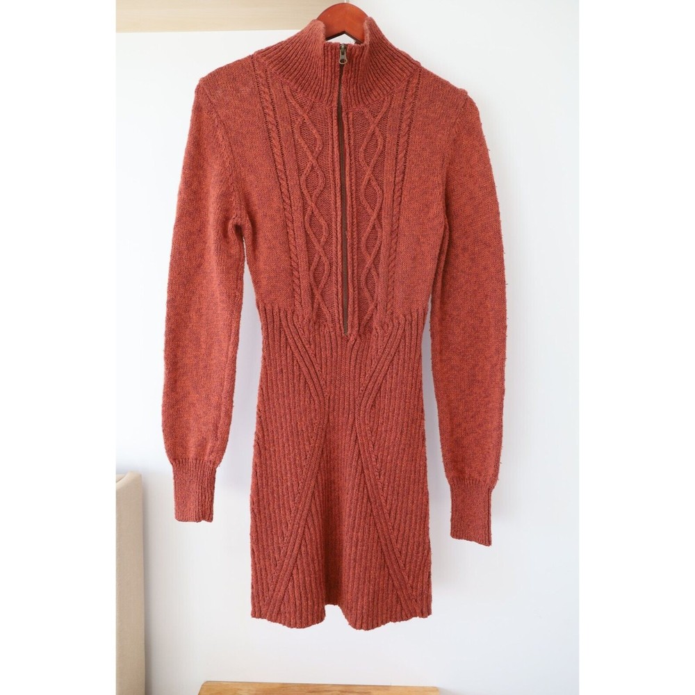 Free People Womens Mont Blanc Dress Size L Red Jasper Mini Chunky Cable Knit